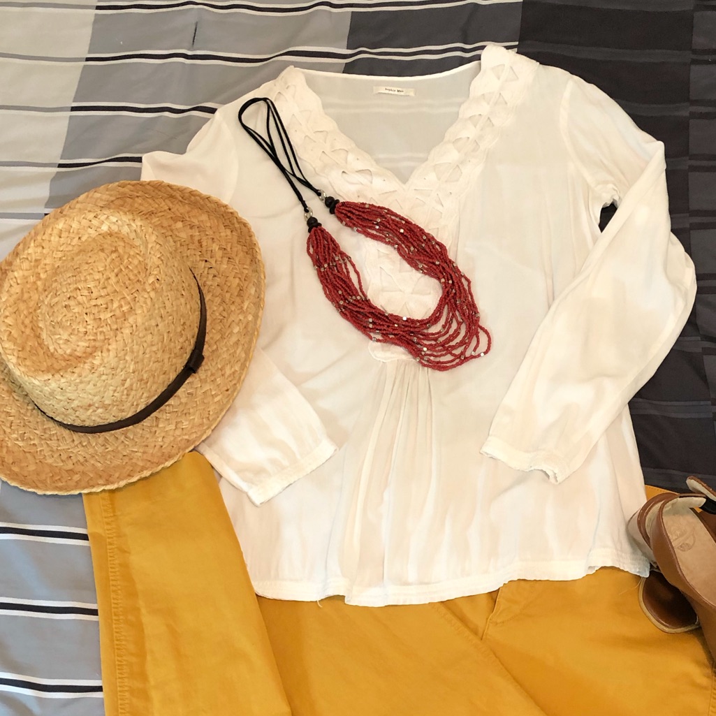 White Boho Style Top Size S